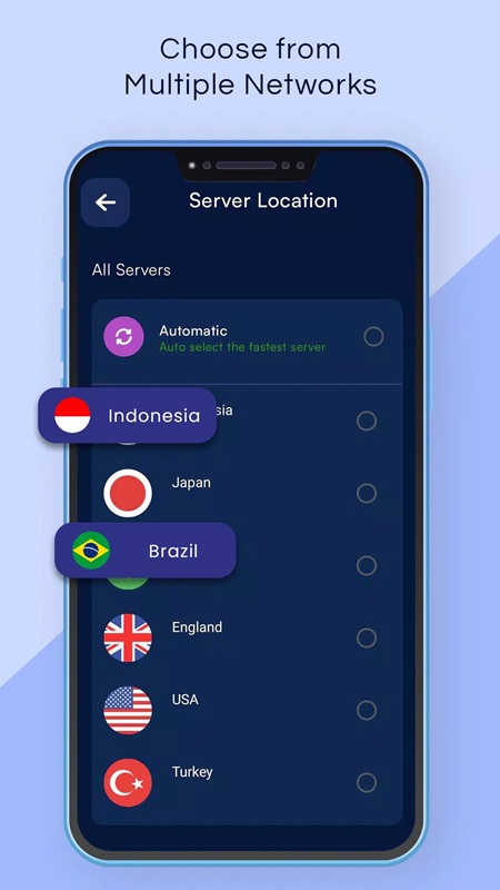 Variety of VPN servers around the world in VPN Pronto MOD APK