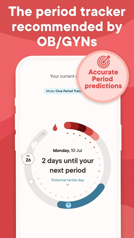 Track your period easily and accurately in Clue Cycle & Period Tracker MOD APK
