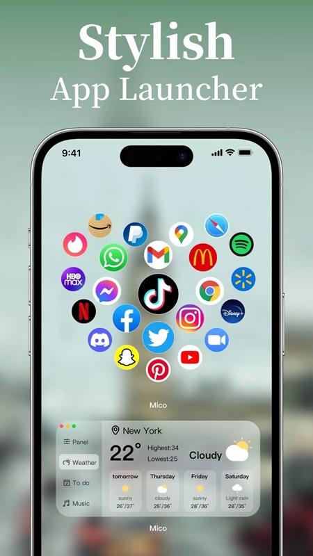 Freely arrange and edit applications on the widget screen in Mico MOD APK