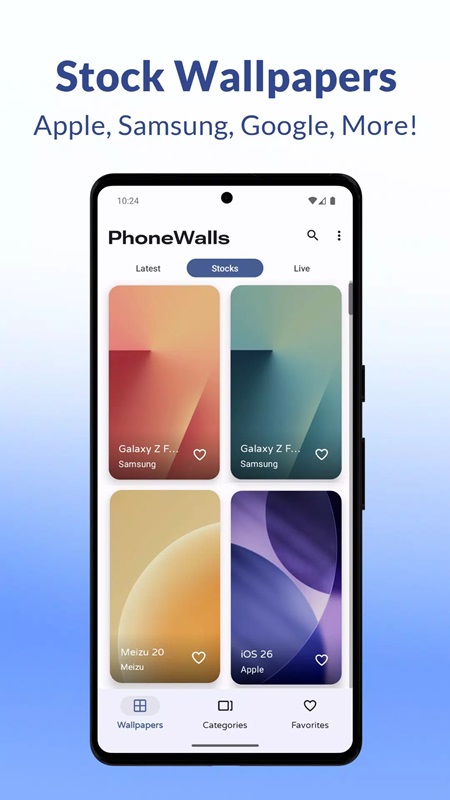 Variety of wallpapers with exclusive Stocks in PhoneWalls MOD APK