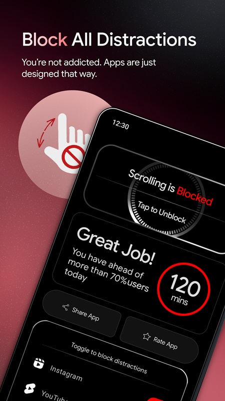Block and disable short content on social media platforms in Block Scroll MOD APK