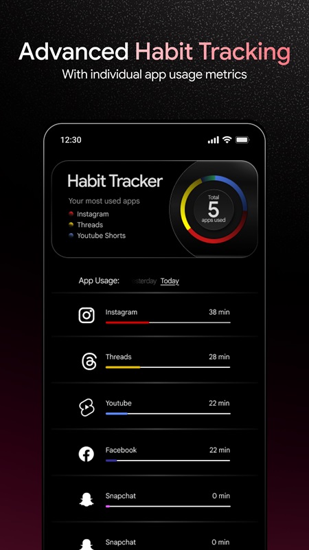 Track your habits and usage time across platforms in Block Scroll MOD APK