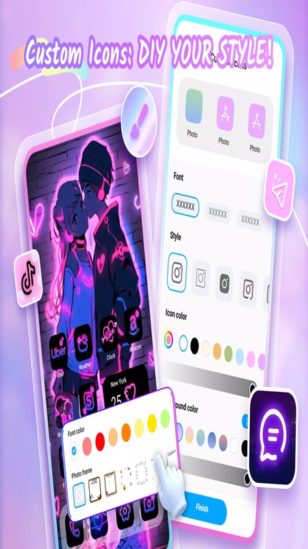 Create your own app and widget icons as you wish in Themepack MOD APK