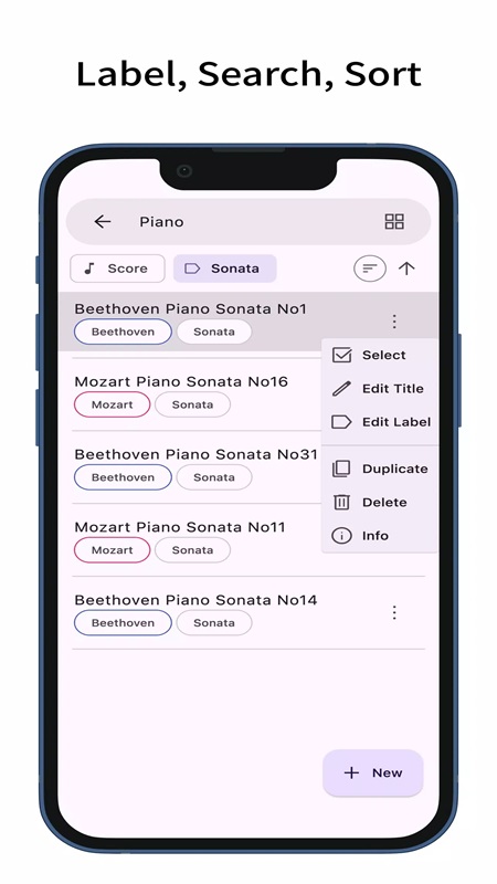 Rearrange the display of music tracks in ScorePDF MOD APK
