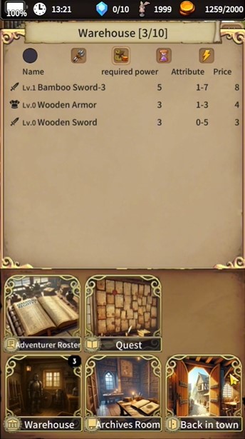 Add equipment to increase the power of the explorer in The Silent Archivist MOD APK