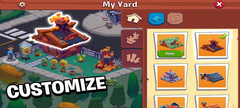 Choose your character and decorate your house to your liking in Plants vs Zombies 3: Evolved MOD APK