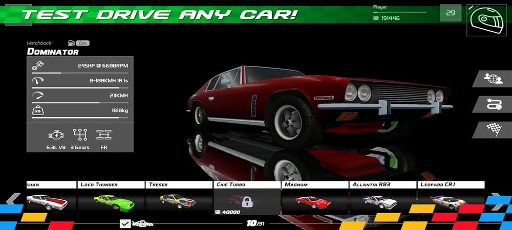 Unlock the cars you like in Circuit Racing MOD APK