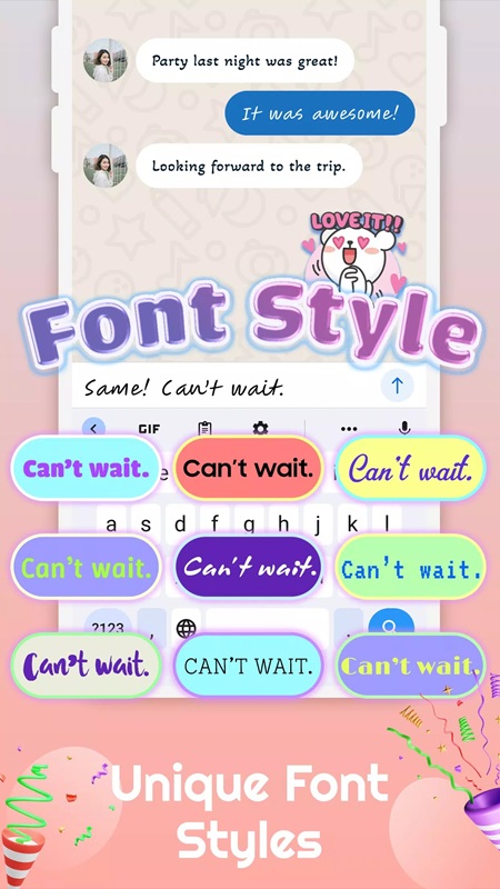 Regularly change fonts for keyboards in Emoji Keyboard MOD APK