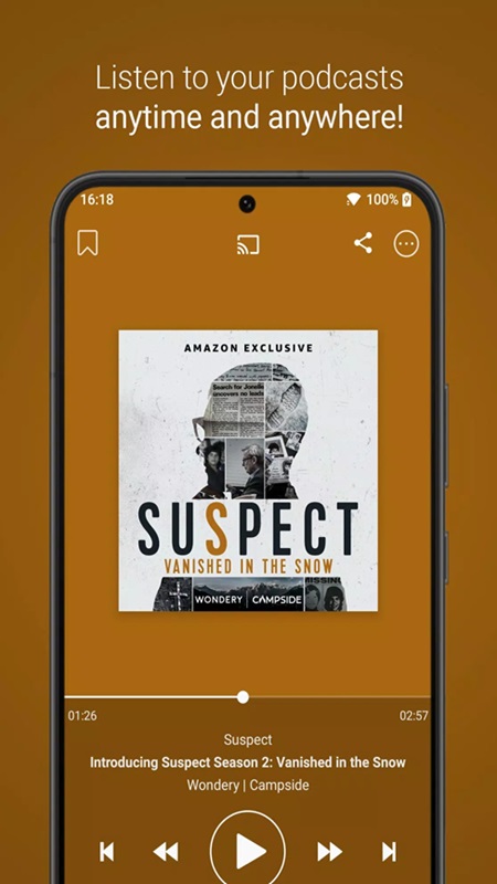 Watch the displayed content and listen to Podcasts in Podcast Go MOD APK