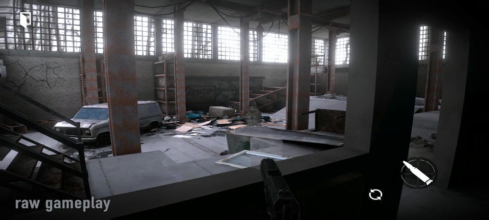 Explore the buildings in Grimzone MOD APK