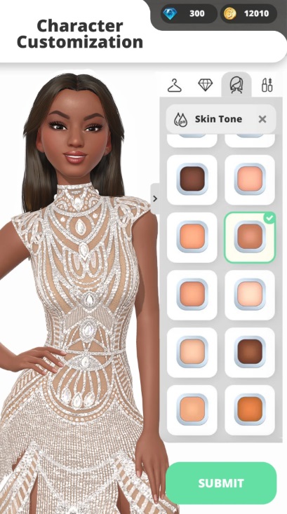 Choose skin color for your characters in Glow Fashion Idol MOD APK