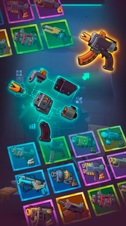 Collect items to combine into powerful weapons in Zombastic MOD APK