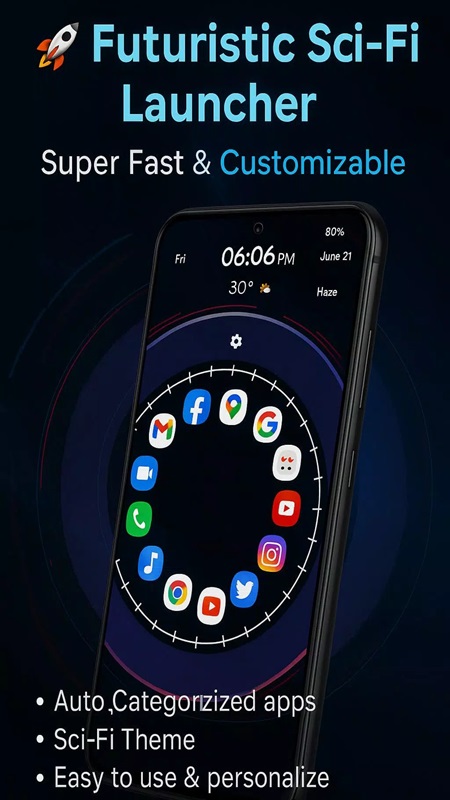 Automatically categorize and organize applications in Orbit Launcher MOD APK
