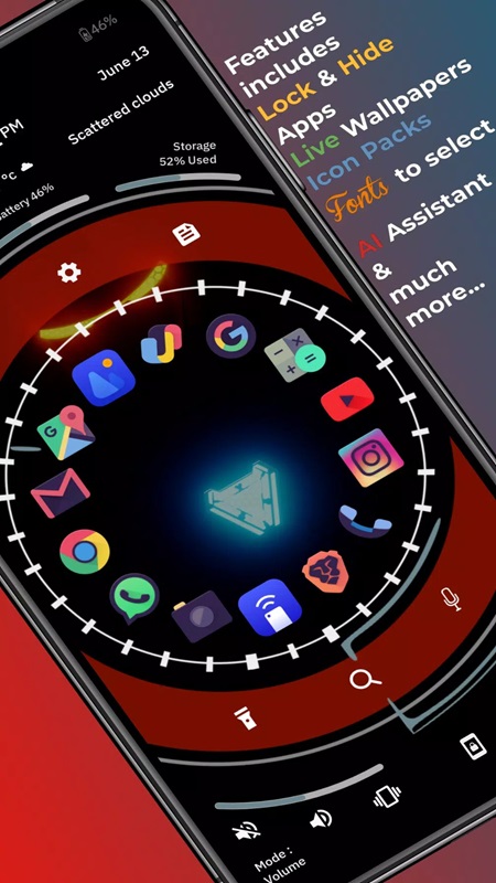Easily add, hide, and lock important apps in Orbit Launcher MOD APK