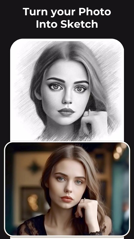 Turn ordinary photos into pencil sketches on Pencil Sketch Photo Editor MOD APK