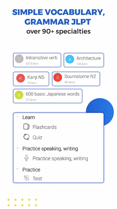 Learn vocabulary easily with many different topics in Mazii MOD APK