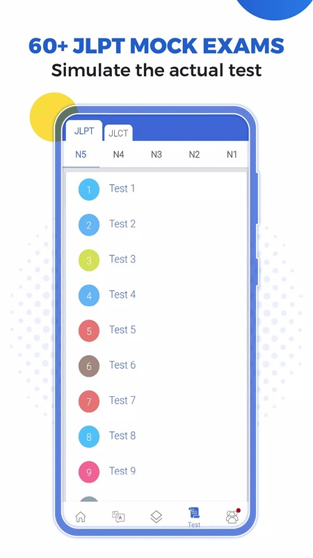 Conquer tests with different levels in Mazii MOD APK