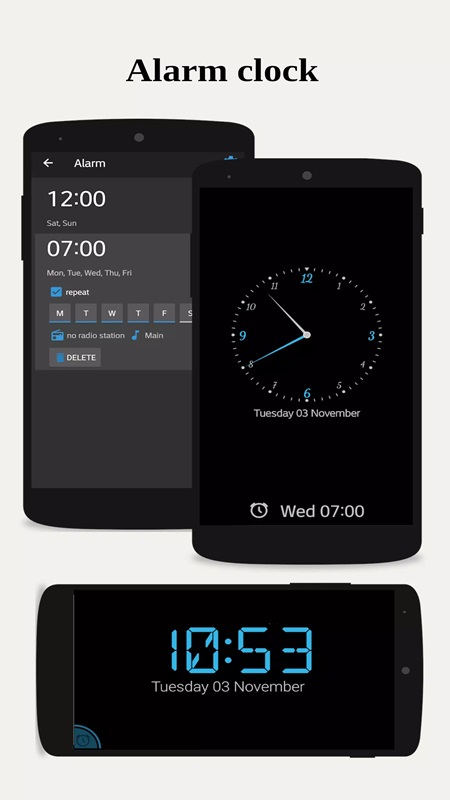 A variety of clock models for you to choose from in Day and night clock MOD APK
