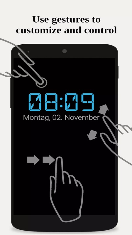 Use gestures to control the alarm clock in Day and night clock MOD APK