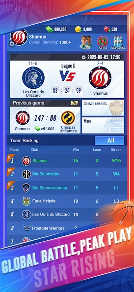 Form your own club to compete against other players in Star Rising Basketball MOD APK