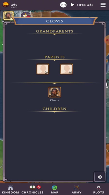 Customize the generational information of each king in Clovis Medieval Grand Strategy MOD APK