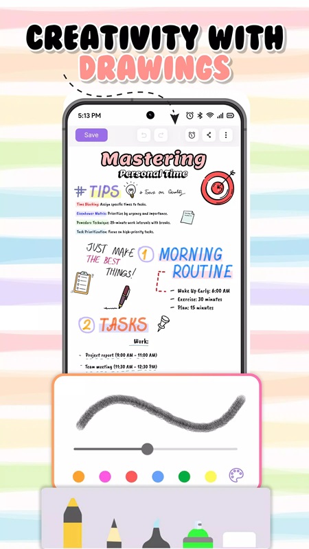 Add drawings to notes in Cute Notes MOD APK