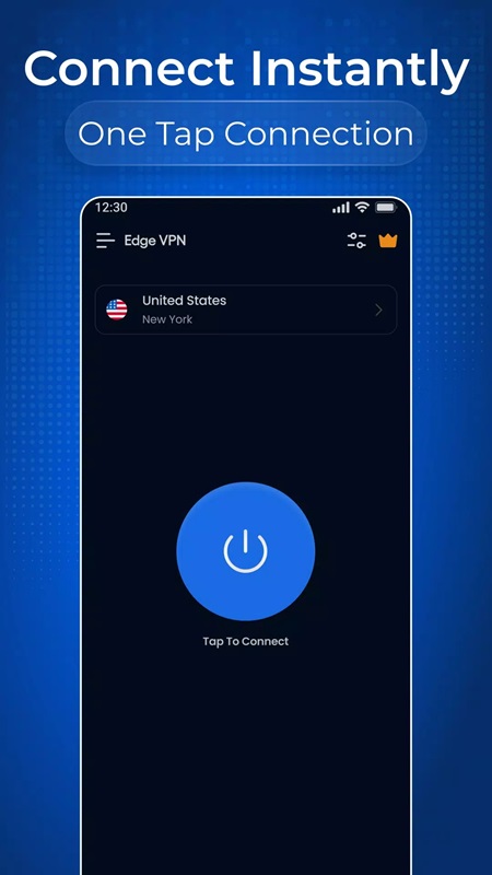 Easily connect to servers with just one tap in Edge VPN MOD APK