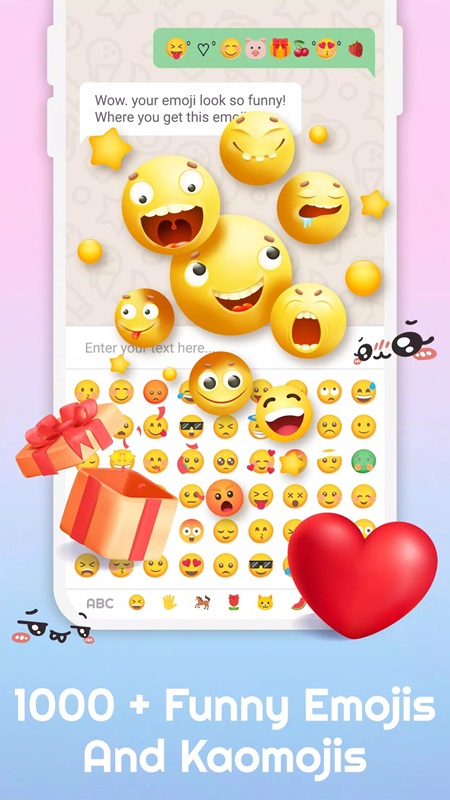 Feel free to choose your favorite keyboard Emojis in Emoji Keyboard MOD APK