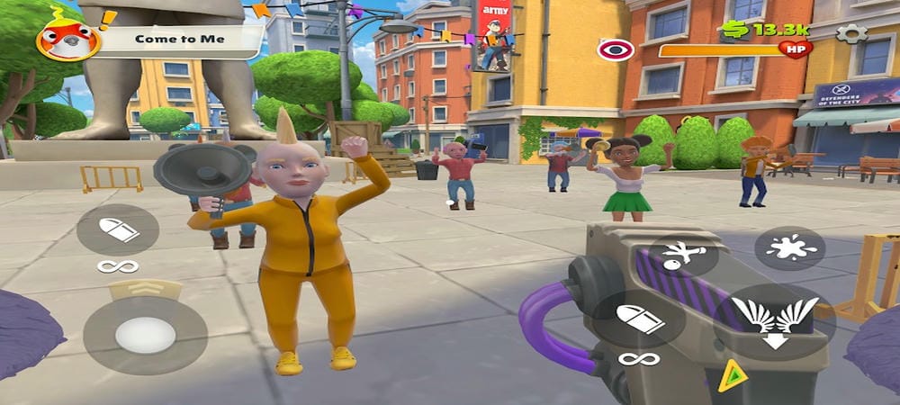 Tease pedestrians in the city in I Am Bird MOD APK