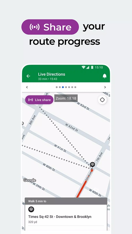 Share your travel route with friends and family in Moovit MOD APK