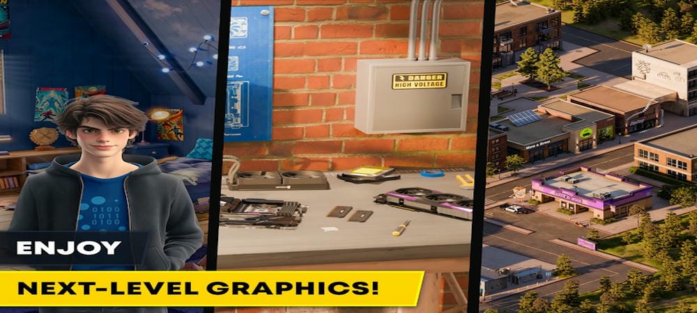 Start your money-making journey by repairing PCs at PC Creator 3 MOD APK