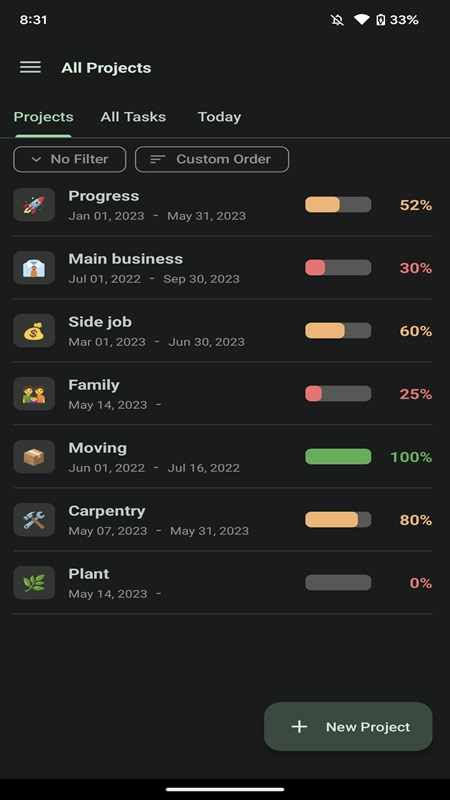 Customize the light or dark display interface in Progress MOD APK