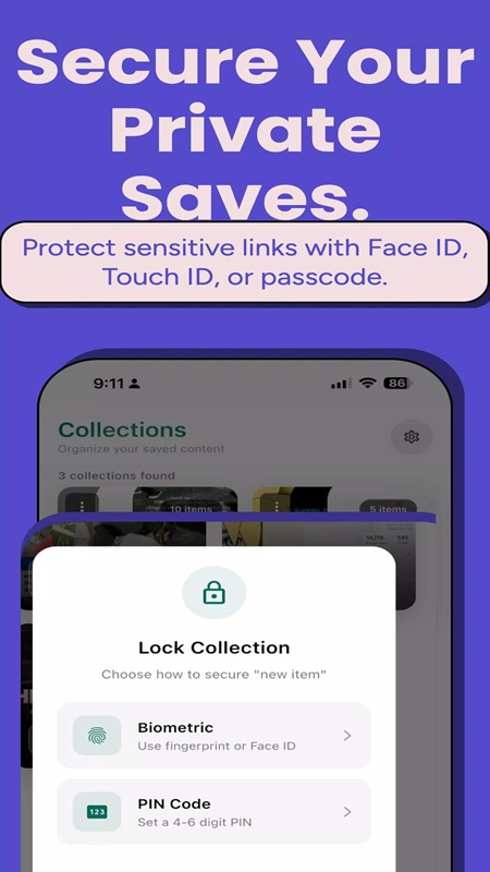 Create a personal password to protect your data in Save It Later MOD APK