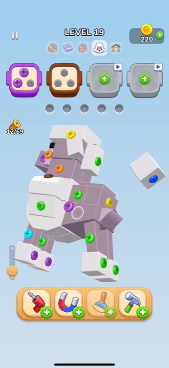 Challenge players to remove all the screws of the model in Screwdom 3D MOD APK