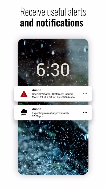 Display timely and accurate weather notifications in Sense Flip Clock & Weather MOD APK