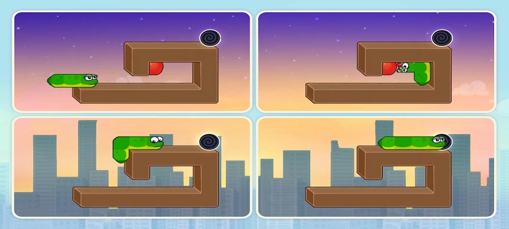 Use your intelligence to control the green snake to escape danger in Snake Puzzle MOD APK