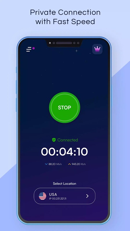 Private VPN connection with fast speed in VPN Pronto MOD APK