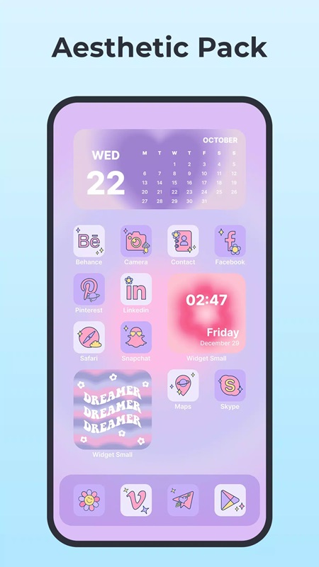 Discover the aesthetic icon pack in Themes Widgets & Icon Changer MOD APK