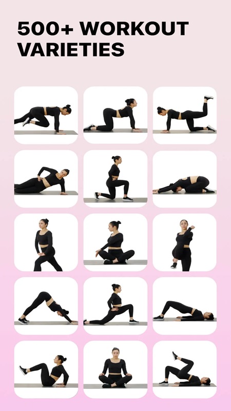 Over 500 different workouts to choose from in Workout for Women MOD APK