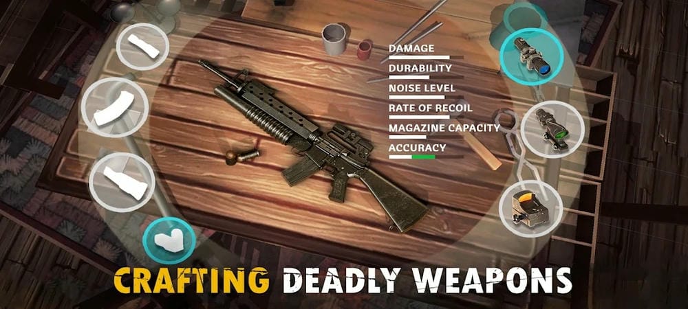 Gather resources to craft items in Live or Die 1 MOD APK