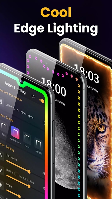 Select and change the edge lighting effect style in Extra Volume Booster & Speaker MOD APK