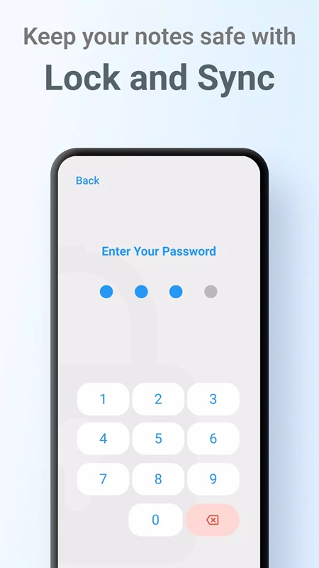 Customize your personal password to keep your notes secure in FlyNote MOD APK
