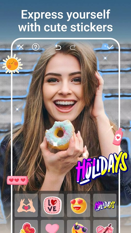 Choose to add some cute stickers to your photos in PhotoArt MOD APK