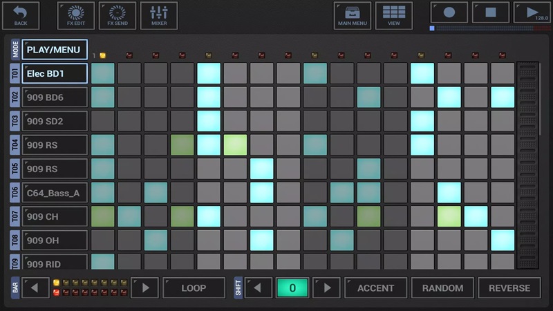 Create rhythms by turning on or off the corresponding cells in G-Stomper Studio MOD APK
