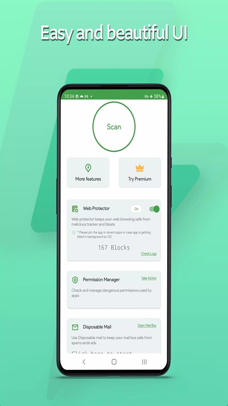 The simple interface makes it easy to search and access features in VirusGuard MOD APK