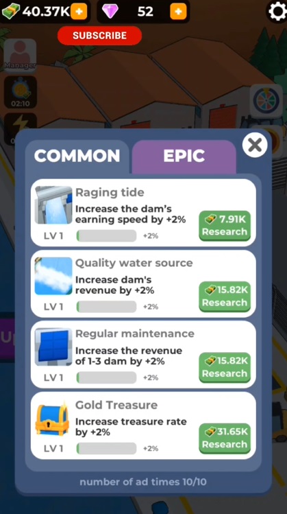 Upgrade your system to earn more money in Dam Builder MOD APK