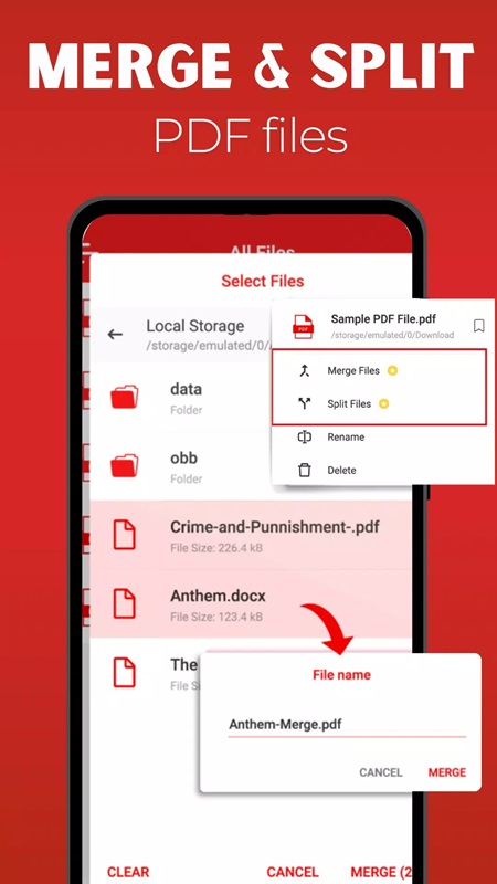 Merge or split PDF files in PDF Reader - PDF Converter MOD APK