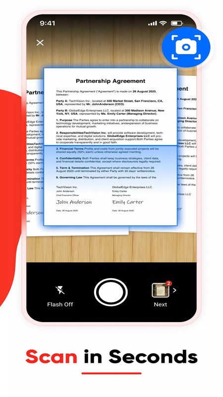 Scan documents quickly with camera in Image to PDF Converter MOD APK