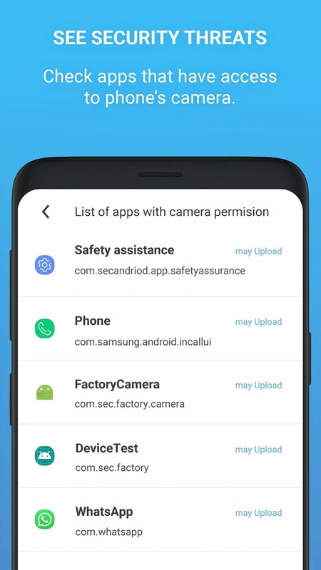 Monitor the list of apps accessing the camera in Camera Block MOD APK
