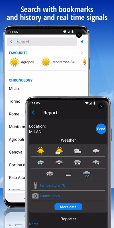 Easily review weather forecast search history of regions in iLMeteo MOD APK